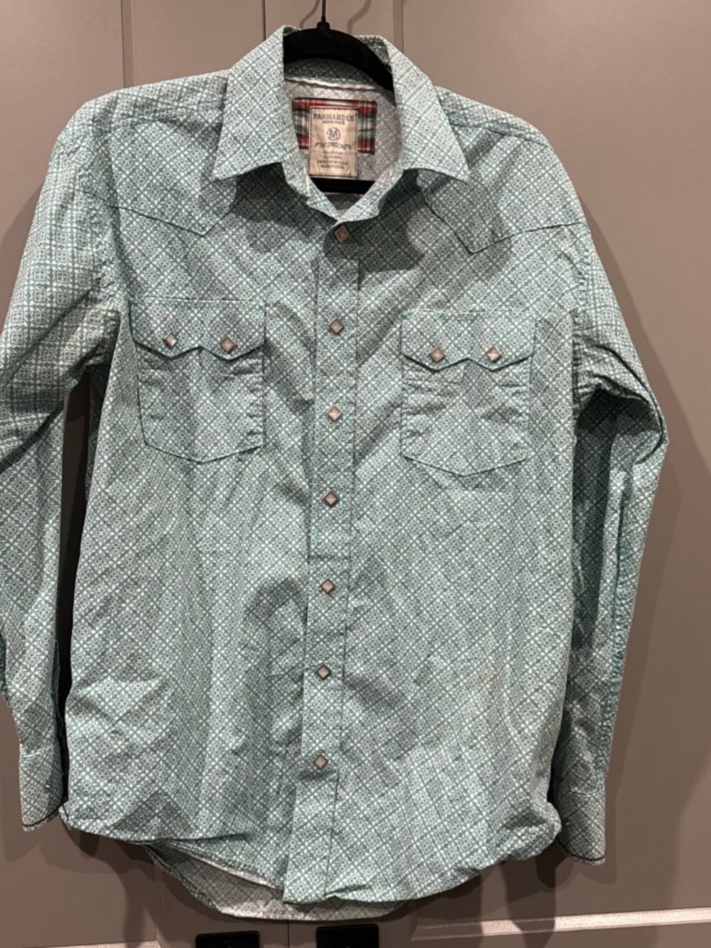Rough Stock Panhandle Slim Diamond Pearl Snap Shirt Women's Medium Western Rodeo